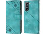 Custodia Per Samsung Galaxy S21 5G In Rilievo Custodia Portafoglio In Pelle Flip Con Funzione Stand Verde