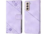 Custodia Per Samsung Galaxy S21 Plus 5G In Rilievo Custodia A Portafoglio In Pelle Flip Con Funzione Stand Viola