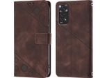 Custodia Per Xiaomi Redmi Note 11S / Note 11 4G In Rilievo Custodia A Portafoglio In Pelle Flip Con Funzione Stand Brown