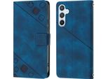 Custodia Per Samsung Galaxy A54 5G In Rilievo Custodia A Portafoglio In Pelle Flip Con Funzione Stand Blu