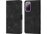 Custodia Per Samsung Galaxy S20 Fe In Rilievo Custodia A Portafoglio In Pelle Flip Con Funzione Stand Nero
