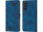 Custodia Per Samsung Galaxy S21 Fe In Rilievo Custodia Portafoglio In Pelle Flip Con Funzione Stand Blu