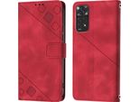 Custodia Per Xiaomi Redmi Note 11S / Note 11 4G In Rilievo Custodia A Portafoglio In Pelle Flip Con Funzione Stand Rosso