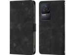 Custodia Per Xiaomi Redmi K50 / K50 Pro In Rilievo Custodia A Portafoglio In Pelle Flip Con Funzione Di Stand Nero