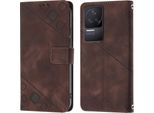 Custodia Per Xiaomi Redmi K50 / K50 Pro In Rilievo Custodia A Portafoglio In Pelle Flip Con Funzione Stand Brown