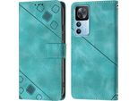 Custodia Per Xiaomi 12T / 12T Pro / Redmi K50 Ultra In Rilievo Custodia A Portafoglio In Pelle Flip Con Funzione Stand Verde