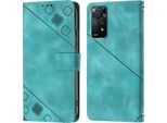 Cover Per Xiaomi Redmi Note 11 Pro 5G/4G Embossed Flip Leather Wallet Case Con Stand Verde