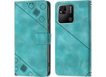 Custodia Per Xiaomi Redmi 10A In Rilievo Custodia Portafoglio In Pelle Flip Con Funzione Stand Verde