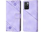 Custodia Per Xiaomi Redmi Note 11E In Rilievo Custodia A Portafoglio In Pelle Flip Con Funzione Stand Viola