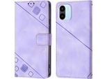 Custodia Per Xiaomi Redmi A1 In Rilievo Custodia A Portafoglio In Pelle Flip Con Funzione Stand Viola
