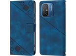 Custodia Per Xiaomi Redmi 12C In Rilievo Custodia A Portafoglio In Pelle Flip Con Funzione Stand Blu