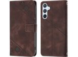 Custodia Per Samsung Galaxy A54 5G In Rilievo Custodia A Portafoglio In Pelle Flip Con Funzione Stand Marrone