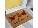 Zerbino Antiscivolo In Cocco - Robusto - "Welcome"" Colorato Dimensioni - 60 X 90 Cm"