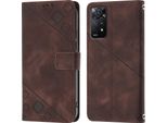 Custodia Per Xiaomi Redmi Note 11 Pro 5G/4G In Rilievo Custodia A Portafoglio In Pelle Flip Con Funzione Stand Brown