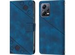 Custodia Per Xiaomi Redmi Note 12 In Rilievo Custodia A Portafoglio In Pelle Flip Con Funzione Stand Blu