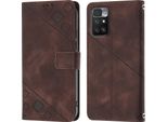 Custodia Per Xiaomi Redmi Note 11E In Rilievo Custodia A Portafoglio In Pelle Flip Con Funzione Stand Brown