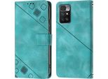 Custodia Per Xiaomi Redmi Note 11E In Rilievo Custodia Portafoglio In Pelle Flip Con Funzione Stand Verde