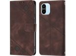 Custodia Per Xiaomi Redmi A1 In Rilievo Custodia A Portafoglio In Pelle Flip Con Funzione Stand Brown