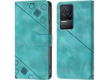 Custodia Per Xiaomi Redmi K50 / K50 Pro In Rilievo Custodia Portafoglio In Pelle Flip Con Funzione Stand Verde