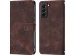 Custodia Per Samsung Galaxy S22 Plus 5G In Rilievo Custodia A Portafoglio In Pelle Flip Con Supporto Marrone