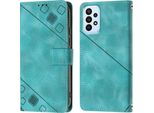 Custodia Per Samsung Galaxy A73 5G In Rilievo Custodia A Portafoglio In Pelle Flip Con Supporto Verde