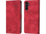 Custodia Per Samsung Galaxy A13 5G/A04/M13 5G/A04E In Rilievo Custodia A Portafoglio In Pelle Con Supporto Rosso