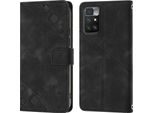 Cover Per Xiaomi Redmi Note 11E Embossed Flip Leather Wallet Case Con Stand Nero