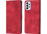 Custodia Per Samsung Galaxy A73 5G In Rilievo Custodia A Portafoglio In Pelle Flip Con Supporto Rosso
