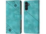 Custodia Per Samsung Galaxy A13 5G/A04/M13 5G/A04E In Rilievo Custodia A Portafoglio In Pelle Flip Con Supporto Verde