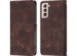 Custodia Per Samsung Galaxy S21 Plus 5G In Rilievo Custodia A Portafoglio In Pelle Flip Con Supporto Marrone