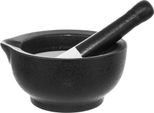 Mortaio Orion Mortaio Da Cucina Mortaio Per Spezie Con Pestello Per Frantumare Spezie, Erbe, Noci Porcellana Nera 12 Cm