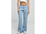 Urban Classics - Donna Pantaloni Cargo A Vita Alta In Denim Lavato Chiaro - 26