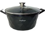 Pentola Di Cottura Alluminio Fuso Coperchio In Vetro Ø32Cm Rivestimento In Marmo Per Induzione Pentola Per Zuppa Nero