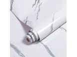 Jopassy 500Cm X 61Cm Mobili Foil Adesivo Vinile Autoadesivo Carta Da Parati Cucina Adesivo Foil Glitter Impermeabile 2 Rotolo Marmorizzato - Bianco