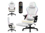 Huzaro Force 4.6 Rgb | Led Gaming Chair Sedia Ergonomica Per Pc | Music Sync | Poggiapiedi Funzione Dondolo Schienale Regolabile | Fino A 130 Kg | Bianco