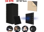 Jopassy 24 Pezzi Di Schiuma Acustica 30X30X5 Cm Nero Schiuma Acustica Piramidale