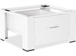 Base Per Lavatrice Yakimz Con Cassetto, Base Per Lavatrice In Acciaio Fino A 150 Kg Bianco