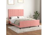 Vidaxl Letto Con Testiera Rosa 140X200 Cm In Velluto - Letto Con Testiera - Letto Con Testiera - Letto - Letto Con Testiera