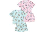 Pusheen - Pigiama Con Pantaloncini Per Bambina (Confezione Da 2) NS7425 (140) (Blu/Rosa)