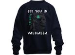 Ci Vediamo Nel Valhalla Cranio Vichingo Rune Mjolnir Norse Odino Felpa Unisex Pullover, Navy, Xxl