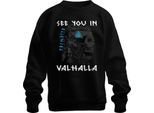 Ci Vediamo Nel Valhalla Teschio Vichingo MjöLnir Rune Mitologia Felpa Unisex Pullover, Nero, Xl