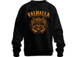 Valhalla Viking Skull Helmet Axes Norse Mythology Runes Unisex Felpa Pullover, Nero, Xl