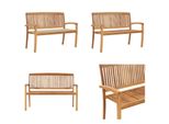 Vidaxl Panca Da Giardino Impilabile Con Cuscino 128,5 Cm In Teak Massiccio - Panca - Panche - Panche Da Giardino - Panchine Da Giardino