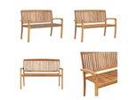 Vidaxl Panca Da Giardino Impilabile Con Cuscino 128,5 Cm In Teak Massiccio - Panca - Panche - Panche Da Giardino - Panchine Da Giardino