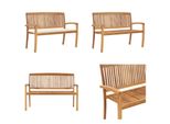 Vidaxl Panca Da Giardino Impilabile Con Cuscino 128,5 Cm In Teak Massiccio - Panca - Panche - Panche Da Giardino - Panchine Da Giardino