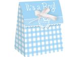 Creative Party - Sacchetti Per Feste A Quadretti Vichy "It's A Boy"" Confezione Da 12 Pezzi SG29240 (Taglia Unica) (Blu/Bianco)"