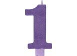 Amscan - Numero - Candela "1"", Glitter SG31009 (Taglia Unica) (Viola)"