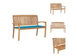 Vidaxl Panca Da Giardino Impilabile Con Cuscino 128,5 Cm In Teak Massiccio - Panche Da Giardino