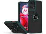 Custodia Per Motorola Moto G24 / G04 Traslucida Opaca In Tpu Con Supporto Ad Anello E Supporto Verde Scuro