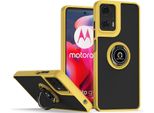 Custodia Per Motorola Moto G24 / G04 Traslucida Opaca In Tpu Con Supporto Ad Anello E Supporto Giallo
